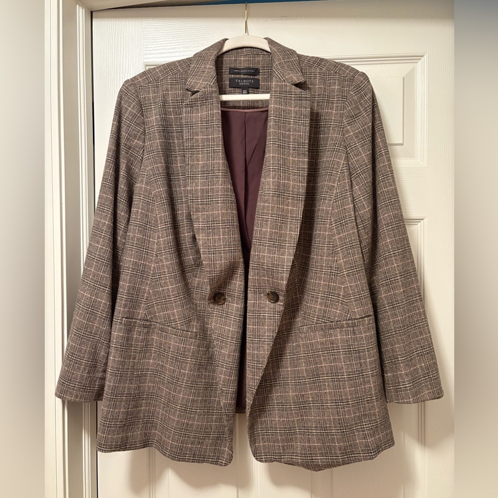 Talbots Petite Plaid Wool Blend Women's Blazer